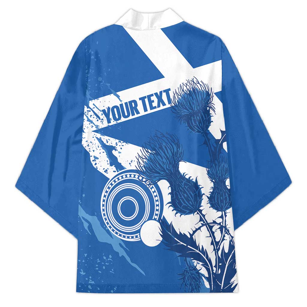 Personalised Scotland Lawn Bowls Kimono Scottish Thistle Grunge Flag Style - Wonder Print Shop