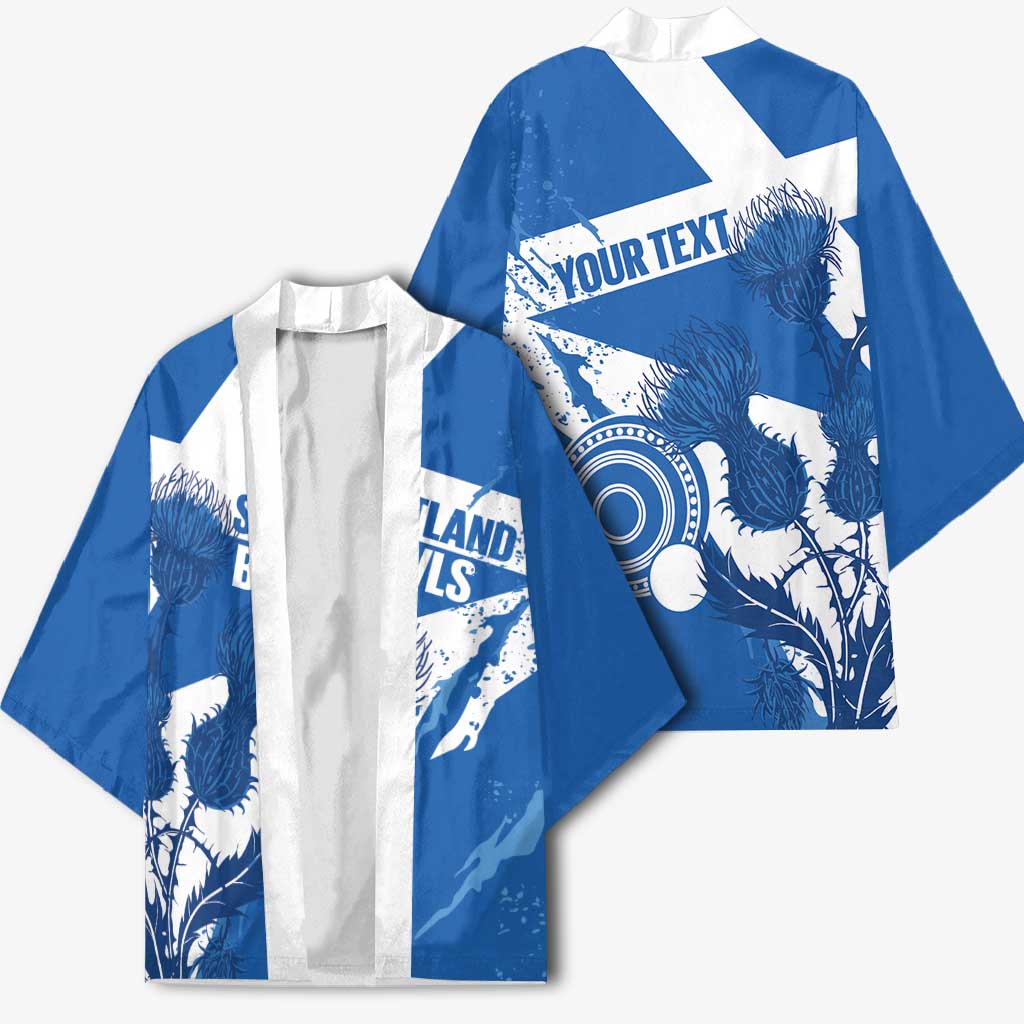 Personalised Scotland Lawn Bowls Kimono Scottish Thistle Grunge Flag Style - Wonder Print Shop