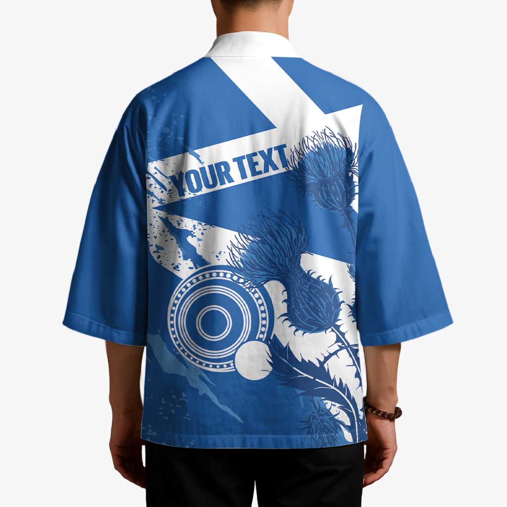 Personalised Scotland Lawn Bowls Kimono Scottish Thistle Grunge Flag Style - Wonder Print Shop