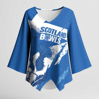 Personalised Scotland Lawn Bowls Kimono Sleeve Blouse Scottish Thistle Grunge Flag Style - Wonder Print Shop