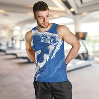 Personalised Scotland Lawn Bowls Men Tank Top Scottish Thistle Grunge Flag Style - Wonder Print Shop