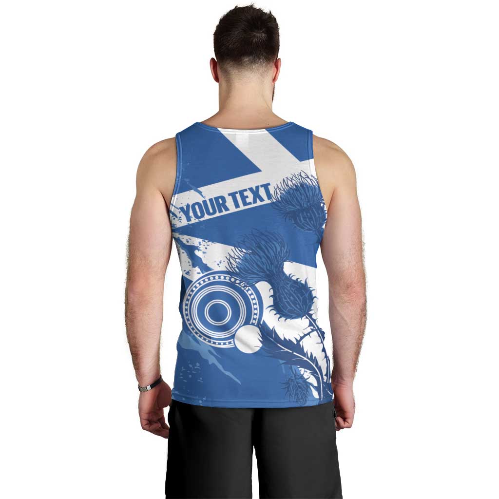 Personalised Scotland Lawn Bowls Men Tank Top Scottish Thistle Grunge Flag Style - Wonder Print Shop