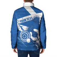 Personalised Scotland Lawn Bowls Padded Jacket Scottish Thistle Grunge Flag Style - Wonder Print Shop
