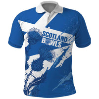 Personalised Scotland Lawn Bowls Polo Shirt Scottish Thistle Grunge Flag Style - Wonder Print Shop