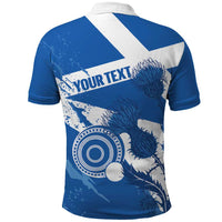Personalised Scotland Lawn Bowls Polo Shirt Scottish Thistle Grunge Flag Style - Wonder Print Shop