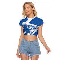 Personalised Scotland Lawn Bowls Raglan Cropped T Shirt Scottish Thistle Grunge Flag Style - Wonder Print Shop