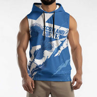 Personalised Scotland Lawn Bowls Sleeveless Hoodie Scottish Thistle Grunge Flag Style - Wonder Print Shop