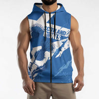 Personalised Scotland Lawn Bowls Sleeveless Zip Hoodie Scottish Thistle Grunge Flag Style - Wonder Print Shop