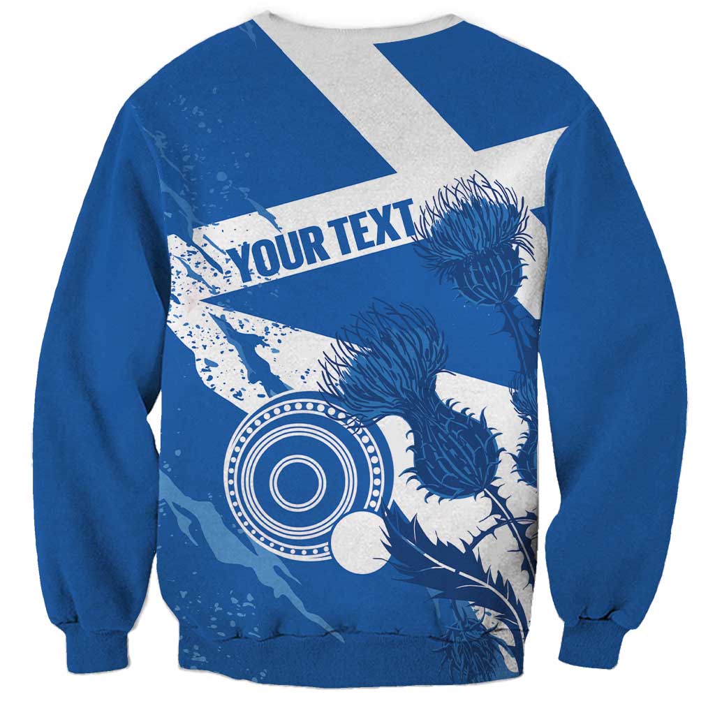Personalised Scotland Lawn Bowls Sweatshirt Scottish Thistle Grunge Flag Style - Wonder Print Shop