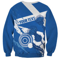 Personalised Scotland Lawn Bowls Sweatshirt Scottish Thistle Grunge Flag Style - Wonder Print Shop