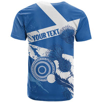 Personalised Scotland Lawn Bowls T Shirt Scottish Thistle Grunge Flag Style - Wonder Print Shop