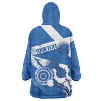 Personalised Scotland Lawn Bowls Wearable Blanket Hoodie Scottish Thistle Grunge Flag Style - Wonder Print Shop