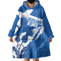 Personalised Scotland Lawn Bowls Wearable Blanket Hoodie Scottish Thistle Grunge Flag Style - Wonder Print Shop