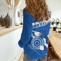 Personalised Scotland Lawn Bowls Women Casual Shirt Scottish Thistle Grunge Flag Style - Wonder Print Shop