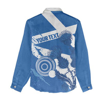 Personalised Scotland Lawn Bowls Women Casual Shirt Scottish Thistle Grunge Flag Style - Wonder Print Shop