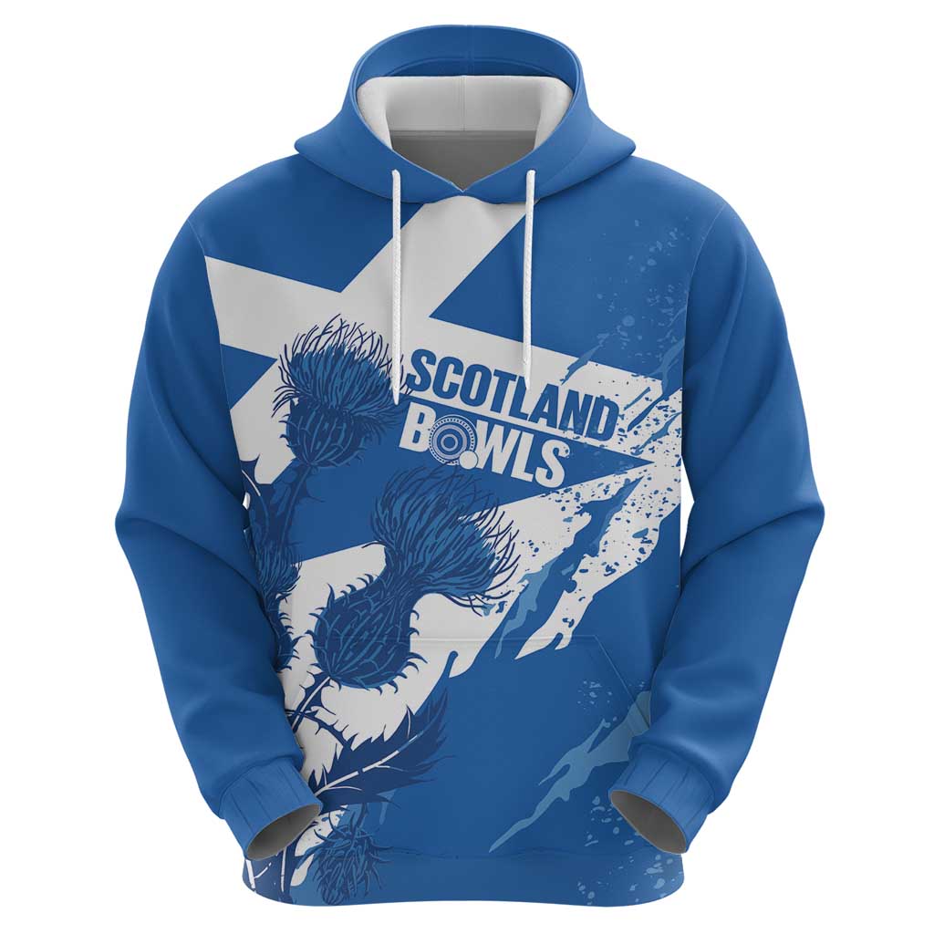 Personalised Scotland Lawn Bowls Zip Hoodie Scottish Thistle Grunge Flag Style - Wonder Print Shop
