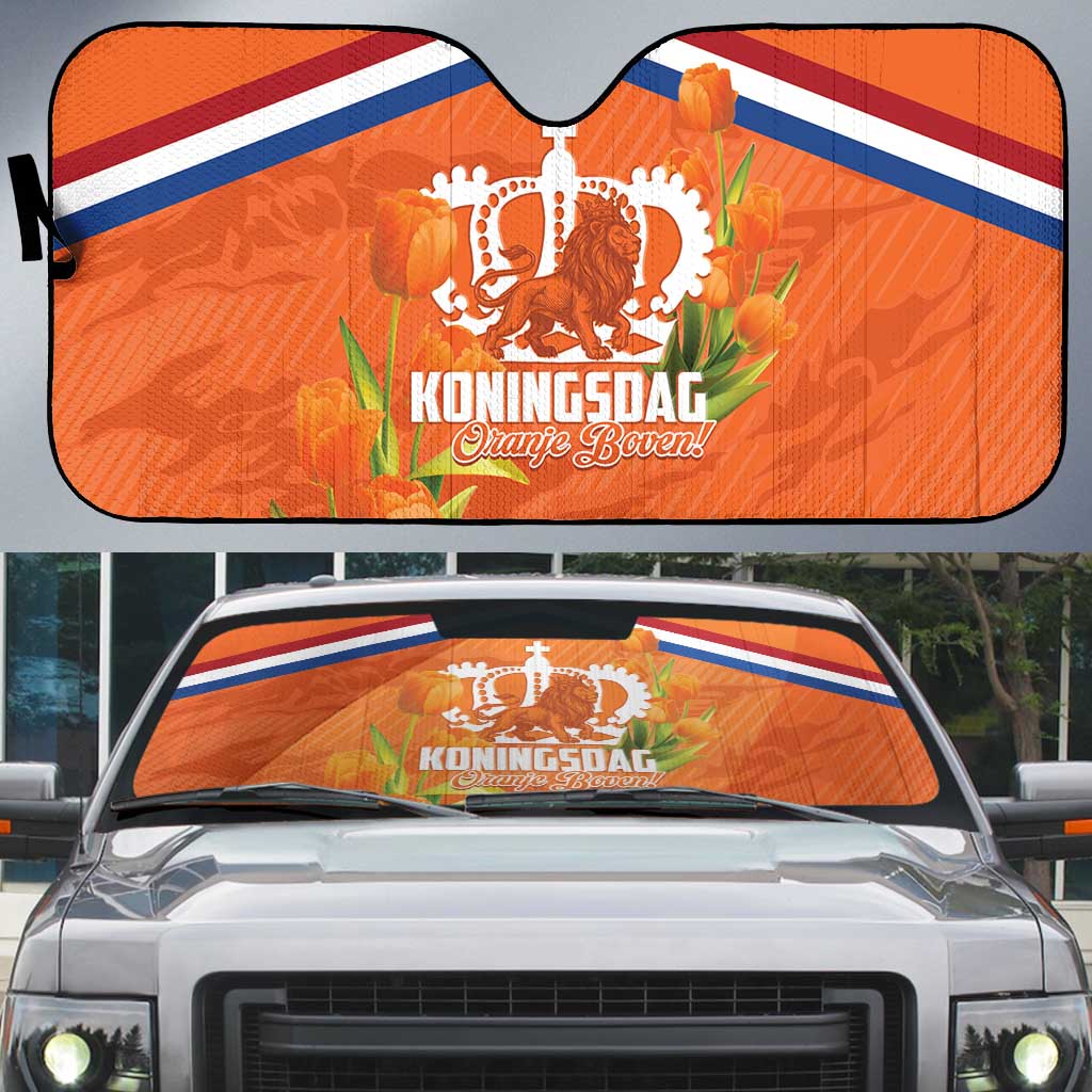 Koningsdag Netherlands King's Day Auto Sun Shade Oranje Boven Holland Tulips