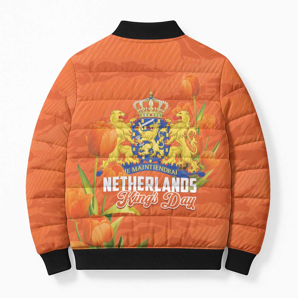 Koningsdag Netherlands King's Day Bomber Puffer Jacket Oranje Boven Holland Tulips