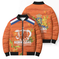 Koningsdag Netherlands King's Day Bomber Puffer Jacket Oranje Boven Holland Tulips