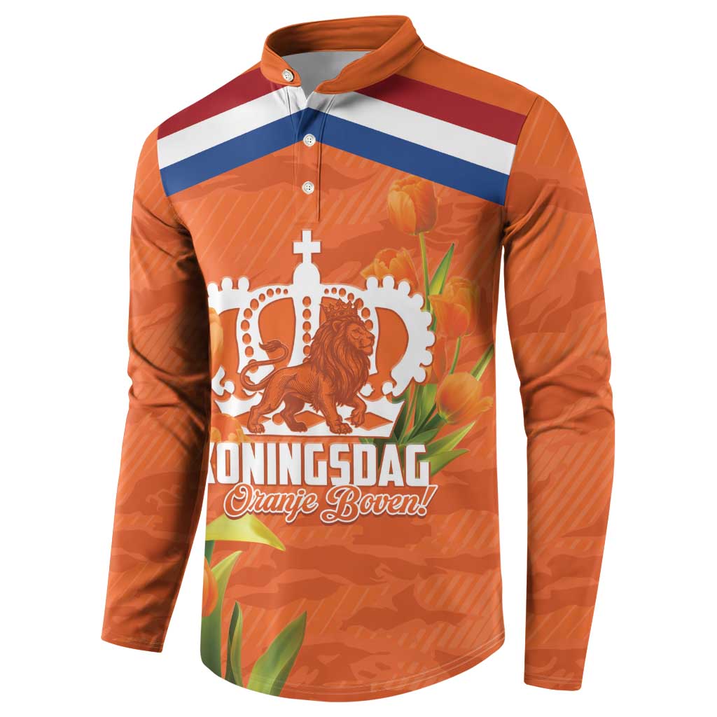 Koningsdag Netherlands King's Day Button Sweatshirt Oranje Boven Holland Tulips