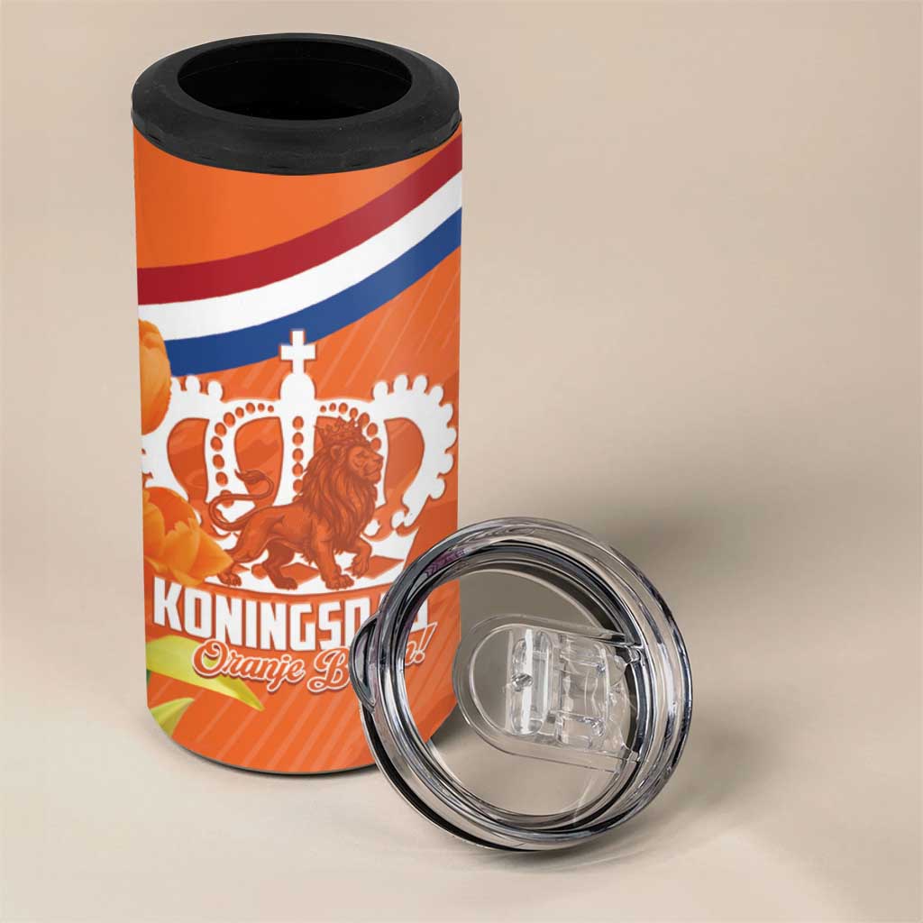 Koningsdag Netherlands King's Day 4 in 1 Can Cooler Tumbler Oranje Boven Holland Tulips