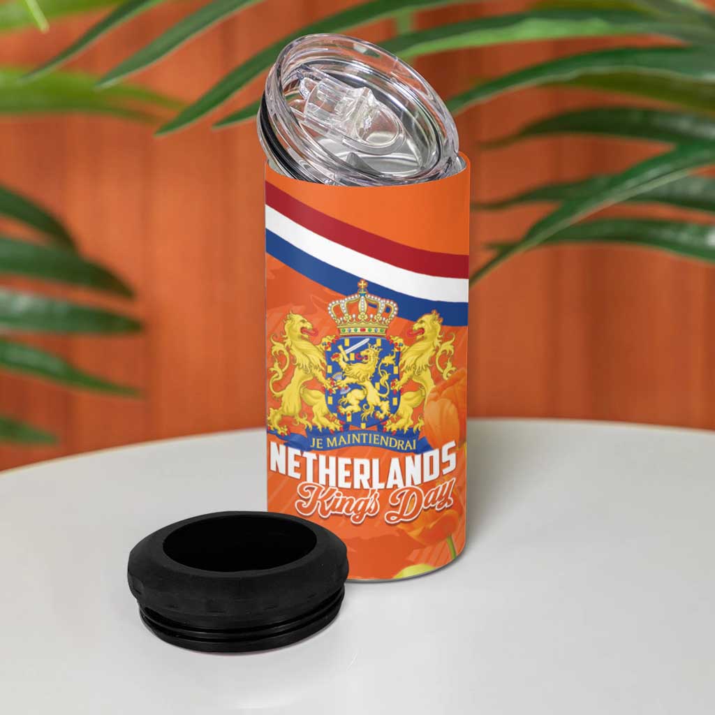 Koningsdag Netherlands King's Day 4 in 1 Can Cooler Tumbler Oranje Boven Holland Tulips