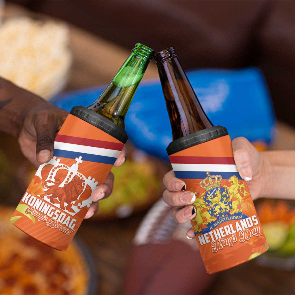Koningsdag Netherlands King's Day 4 in 1 Can Cooler Tumbler Oranje Boven Holland Tulips