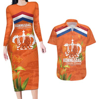 Koningsdag Netherlands King's Day Couples Matching Long Sleeve Bodycon Dress and Hawaiian Shirt Oranje Boven Holland Tulips
