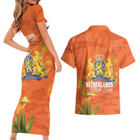 Koningsdag Netherlands King's Day Couples Matching Short Sleeve Bodycon Dress and Hawaiian Shirt Oranje Boven Holland Tulips