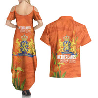 Koningsdag Netherlands King's Day Couples Matching Summer Maxi Dress and Hawaiian Shirt Oranje Boven Holland Tulips