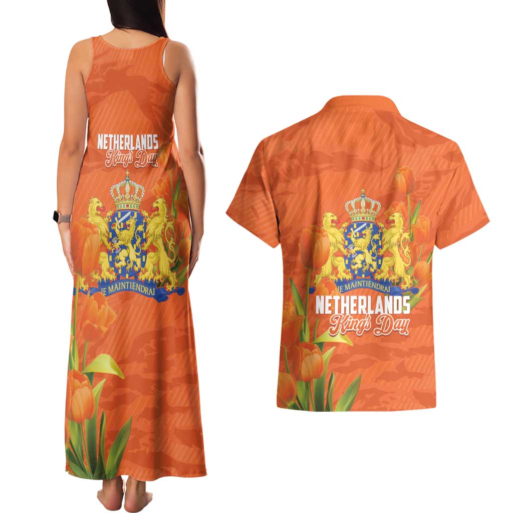 Koningsdag Netherlands King's Day Couples Matching Tank Maxi Dress and Hawaiian Shirt Oranje Boven Holland Tulips