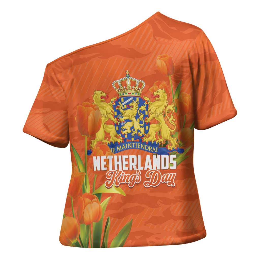 Koningsdag Netherlands King's Day Cross Shoulder Shirt Oranje Boven Holland Tulips