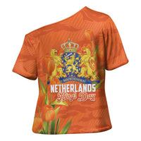 Koningsdag Netherlands King's Day Cross Shoulder Shirt Oranje Boven Holland Tulips