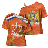 Koningsdag Netherlands King's Day Cross Shoulder Shirt Oranje Boven Holland Tulips