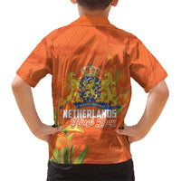 Koningsdag Netherlands King's Day Family Matching Long Sleeve Bodycon Dress and Hawaiian Shirt Oranje Boven Holland Tulips