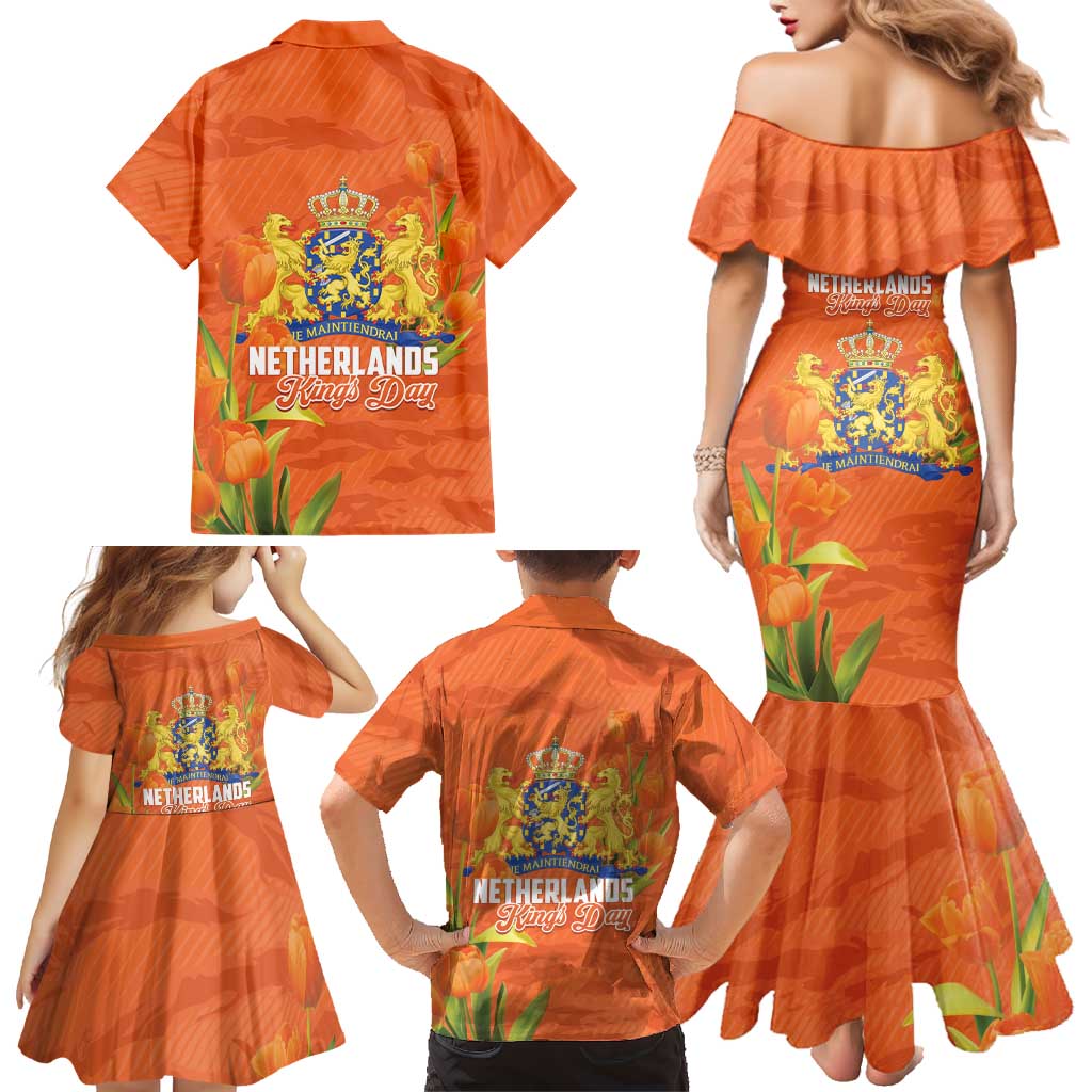 Koningsdag Netherlands King's Day Family Matching Mermaid Dress and Hawaiian Shirt Oranje Boven Holland Tulips