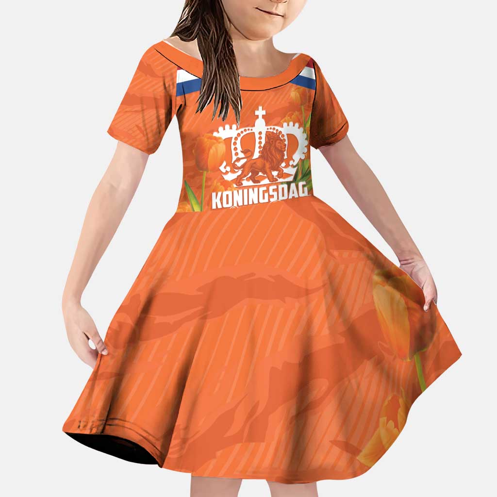 Koningsdag Netherlands King's Day Family Matching Off Shoulder Maxi Dress and Hawaiian Shirt Oranje Boven Holland Tulips