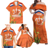 Koningsdag Netherlands King's Day Family Matching Off Shoulder Maxi Dress and Hawaiian Shirt Oranje Boven Holland Tulips
