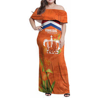 Koningsdag Netherlands King's Day Family Matching Off Shoulder Maxi Dress and Hawaiian Shirt Oranje Boven Holland Tulips
