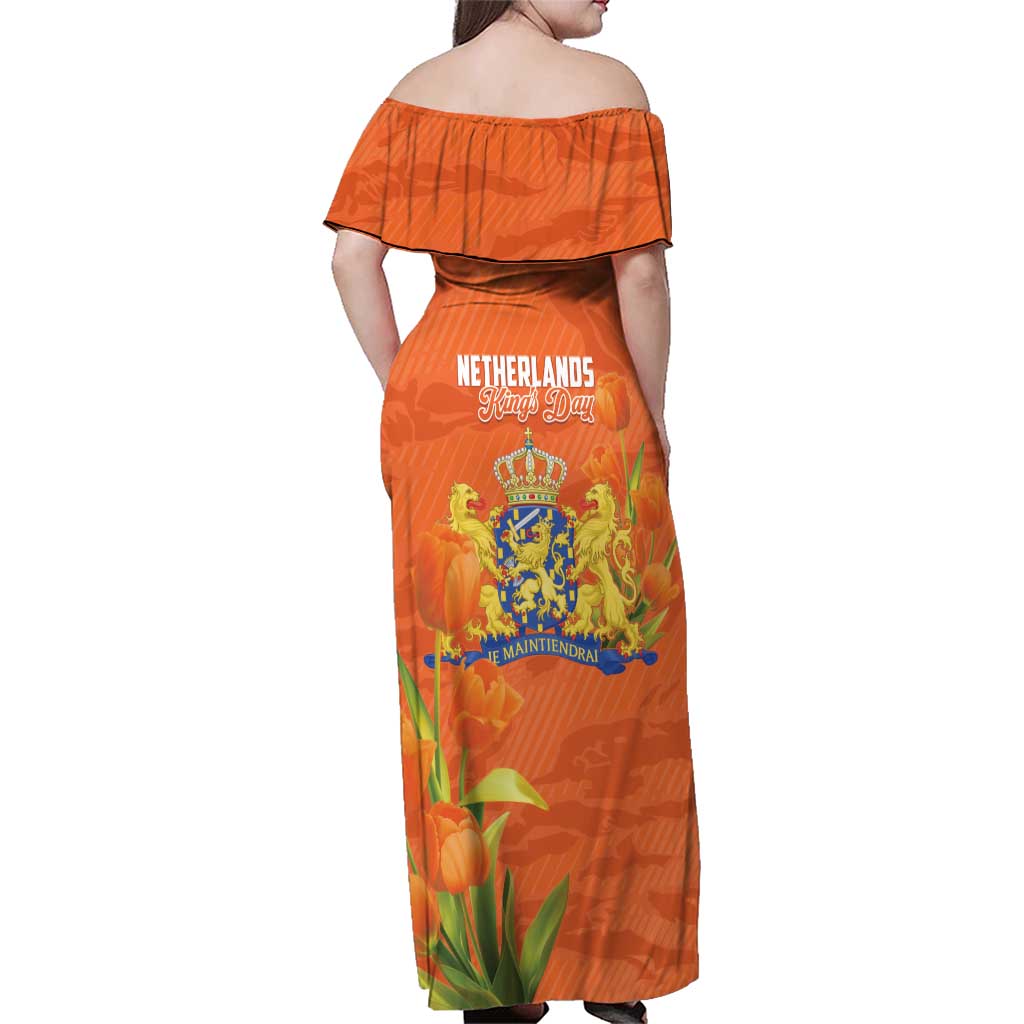 Koningsdag Netherlands King's Day Family Matching Off Shoulder Maxi Dress and Hawaiian Shirt Oranje Boven Holland Tulips