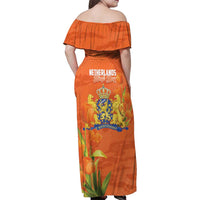 Koningsdag Netherlands King's Day Family Matching Off Shoulder Maxi Dress and Hawaiian Shirt Oranje Boven Holland Tulips