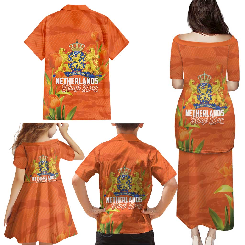 Koningsdag Netherlands King's Day Family Matching Puletasi and Hawaiian Shirt Oranje Boven Holland Tulips