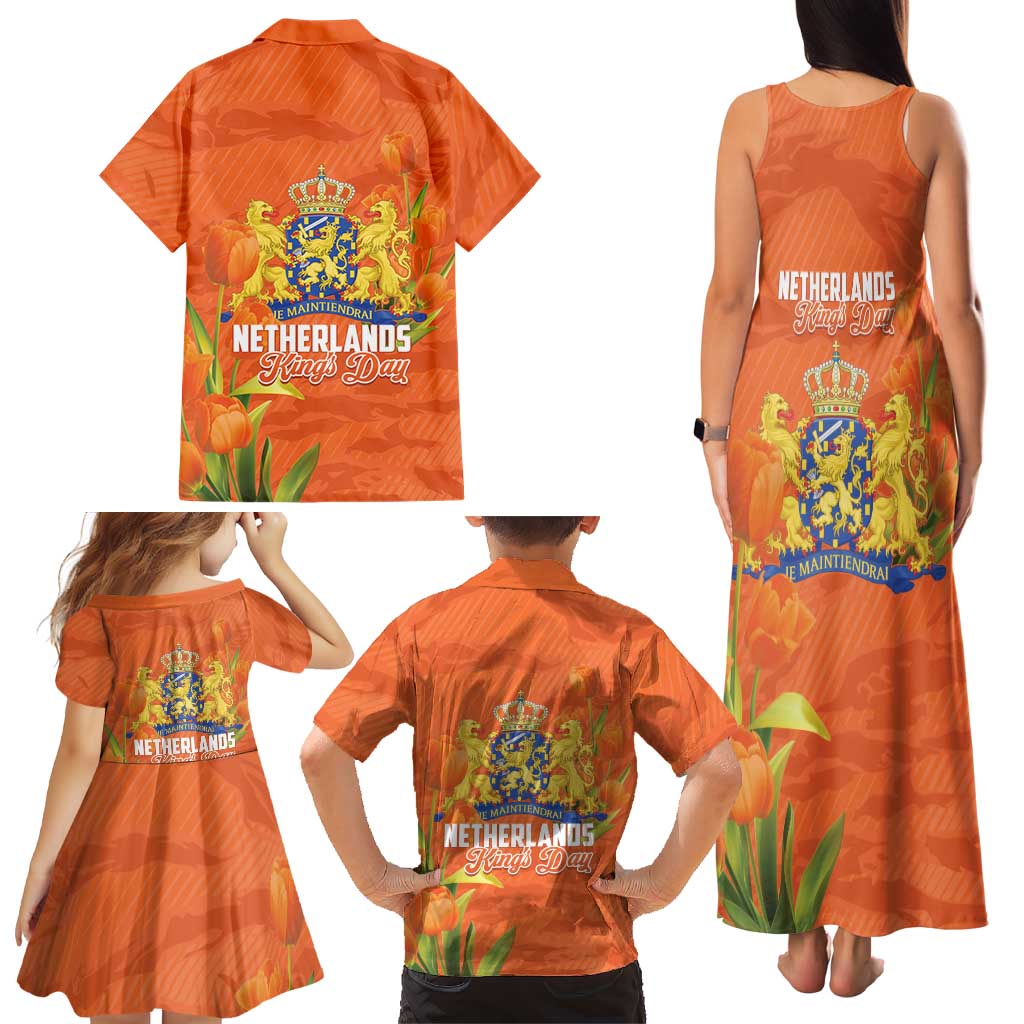 Koningsdag Netherlands King's Day Family Matching Tank Maxi Dress and Hawaiian Shirt Oranje Boven Holland Tulips