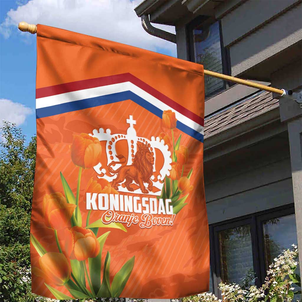 Koningsdag Netherlands King's Day Garden Flag Oranje Boven Holland Tulips