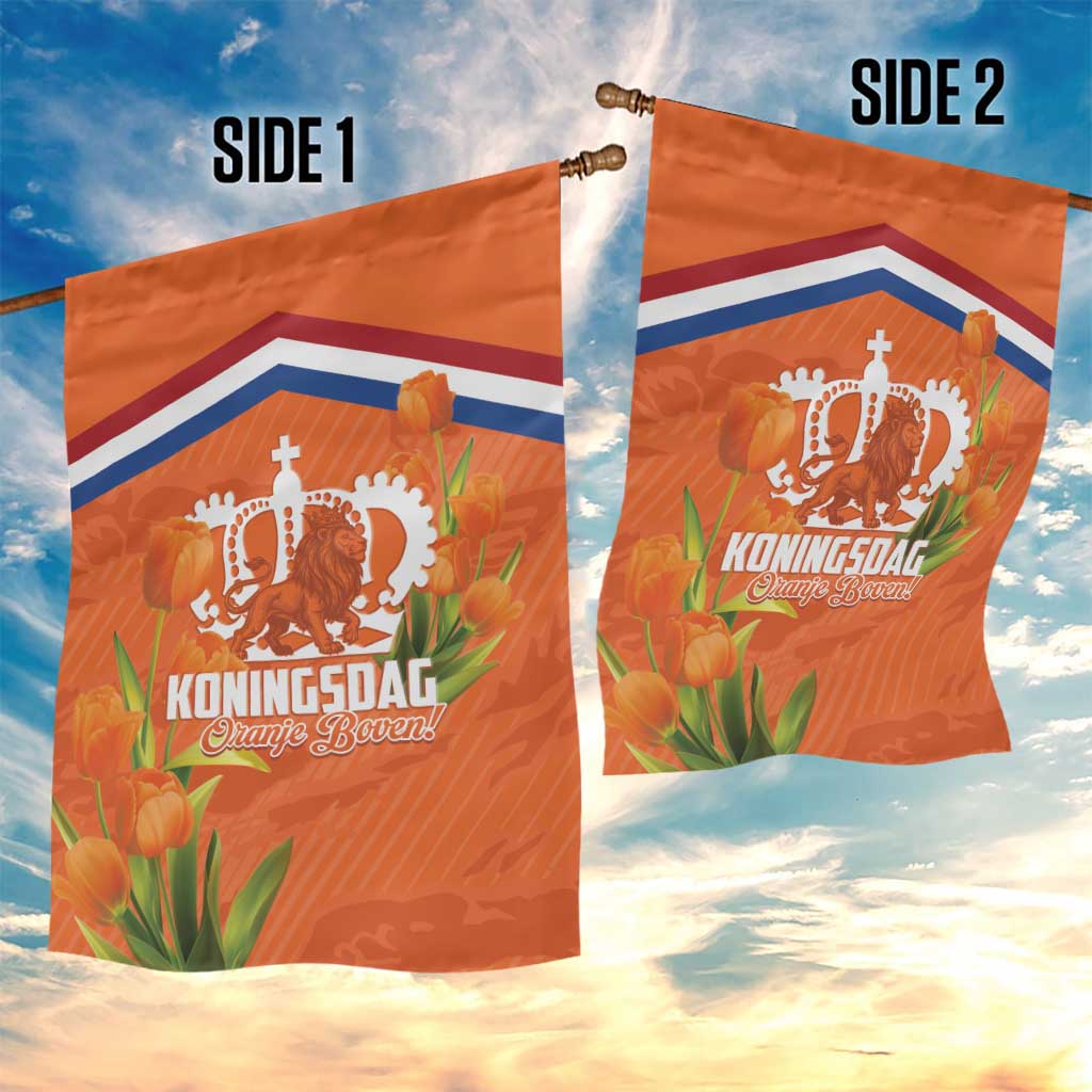 Koningsdag Netherlands King's Day Garden Flag Oranje Boven Holland Tulips