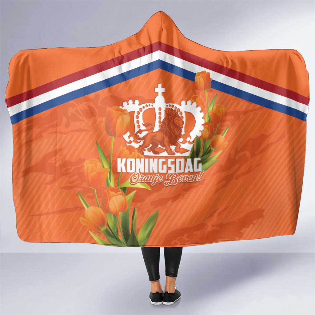 Koningsdag Netherlands King's Day Hooded Blanket Oranje Boven Holland Tulips