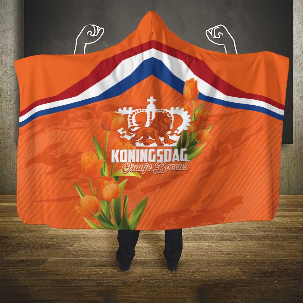 Koningsdag Netherlands King's Day Hooded Blanket Oranje Boven Holland Tulips