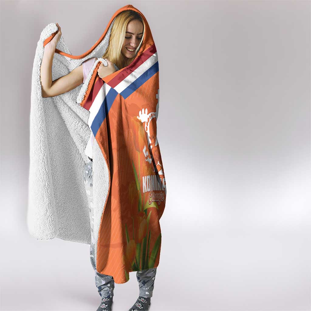 Koningsdag Netherlands King's Day Hooded Blanket Oranje Boven Holland Tulips