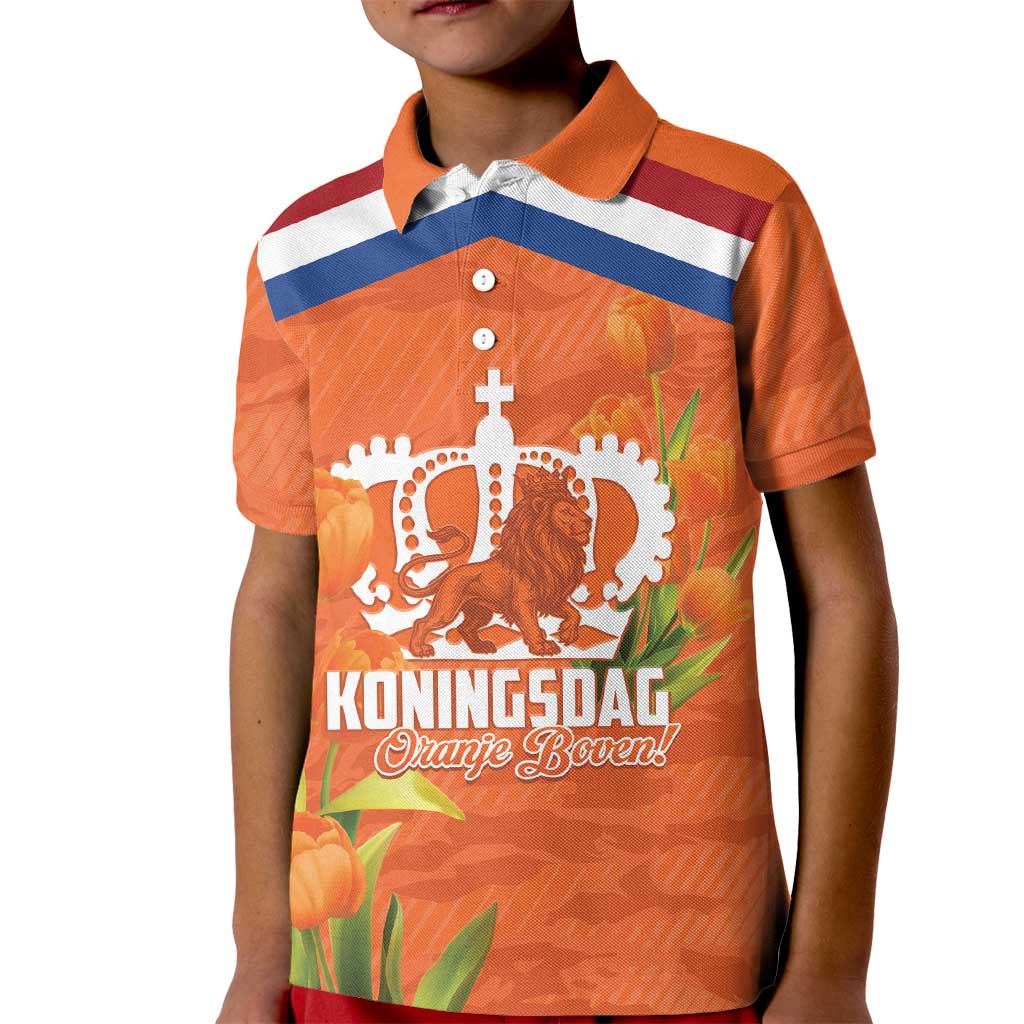 Koningsdag Netherlands King's Day Kid Polo Shirt Oranje Boven Holland Tulips
