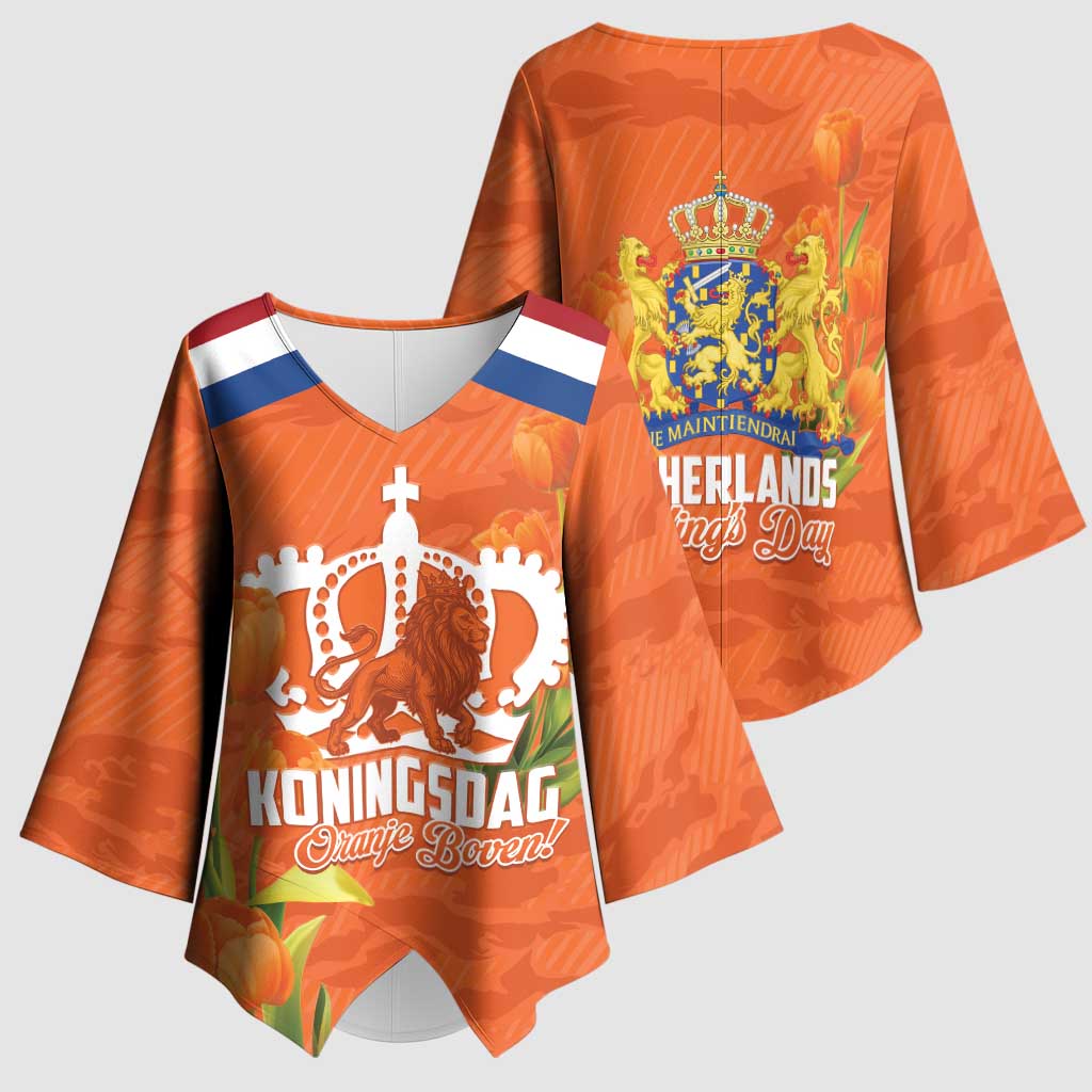 Koningsdag Netherlands King's Day Kimono Sleeve Blouse Oranje Boven Holland Tulips